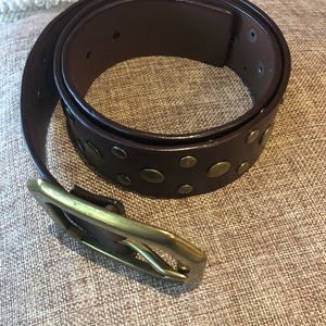 Gail Labelle brown leather belt studded xl